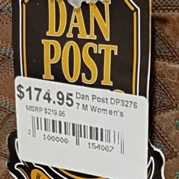 Never Worn NEW DAN POST Women's Turquoise/Tan Snip Toe Cowgirl Boots STYLE 3276 - Picture 4 of 6